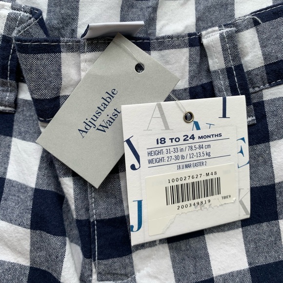 Janie and Jack Boys Checkered Plaid Shorts l Size 18-24 months l Navy Blue White - Picture 2 of 3